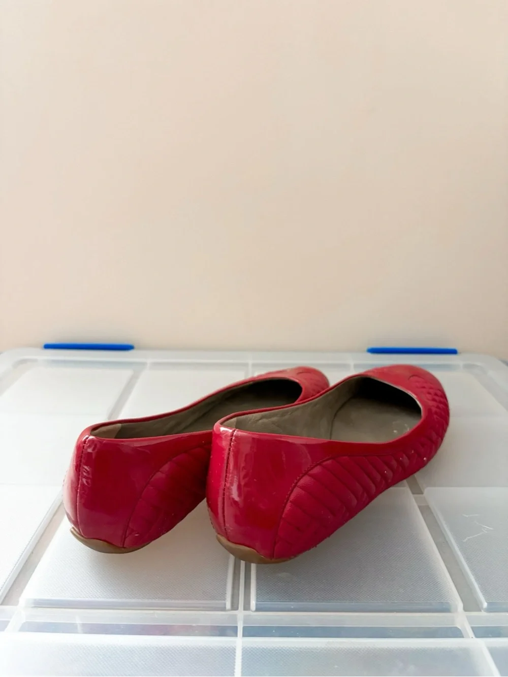 Cole Haan Red Quilted Patent Leather Ballet Flats